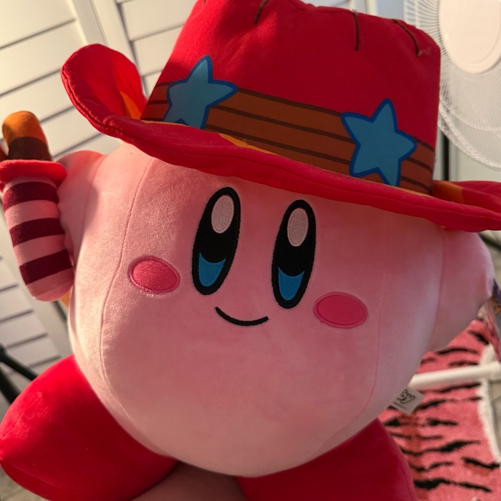 NWT Kirby Cowboy Plush Toy - Pink and Red